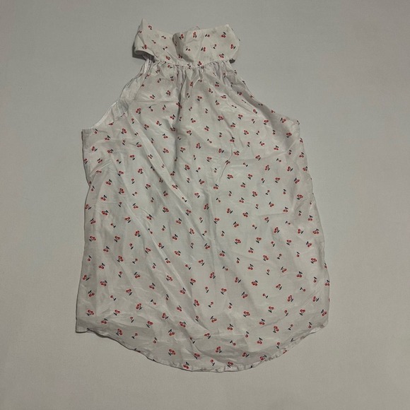 J. Crew cotton silk white small cherry print halter top 00 - Picture 1 of 7